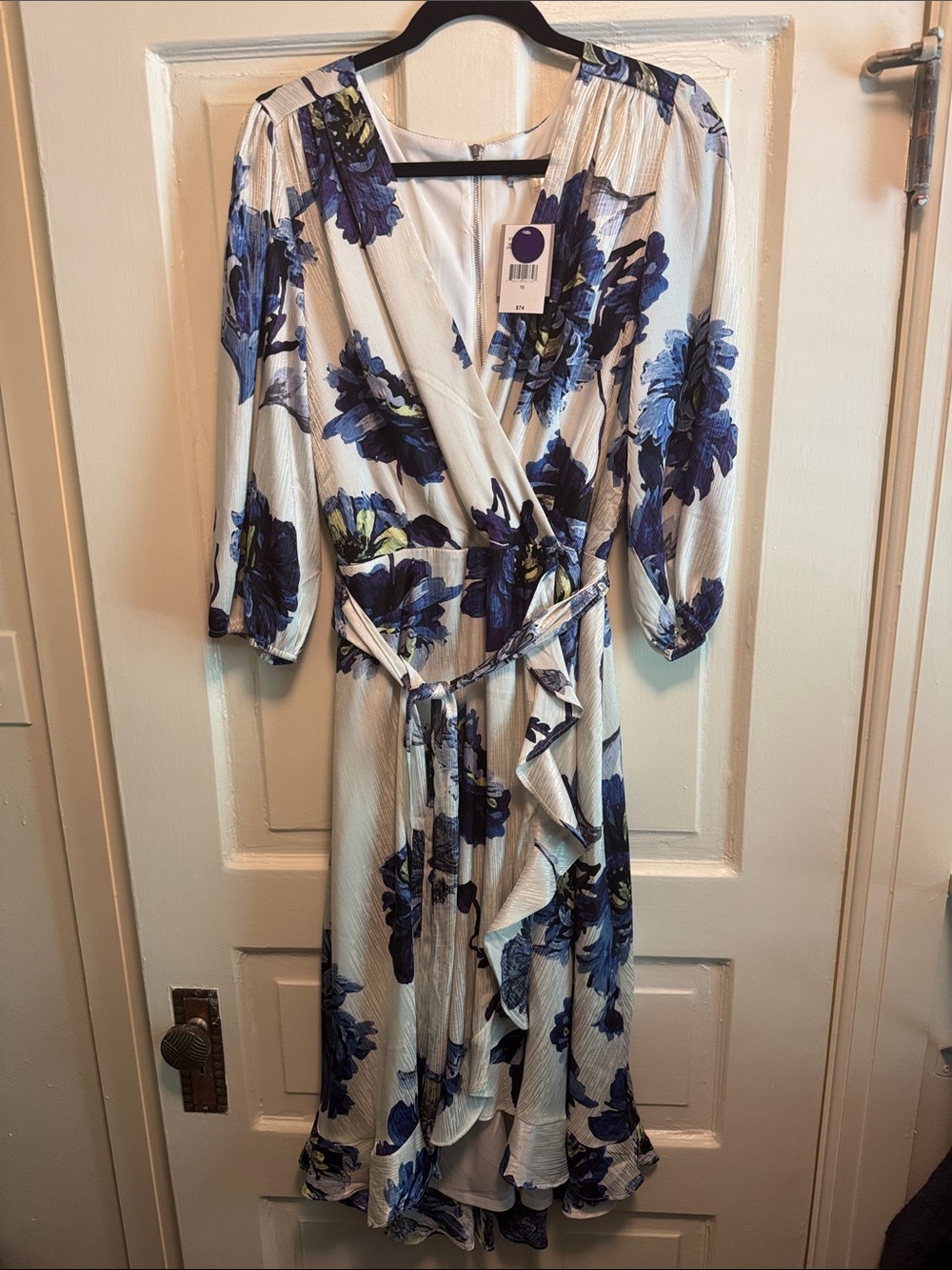Floral Wrap Midi Dress - Blue/White